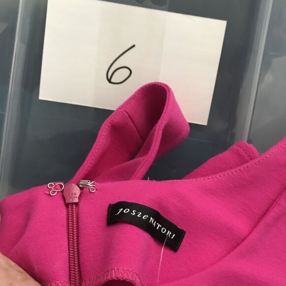 Josie Natori Pink Jersey Sleeveless Peplum Dress Size 6 Bodycon Mob Wife - Picture 13 of 13